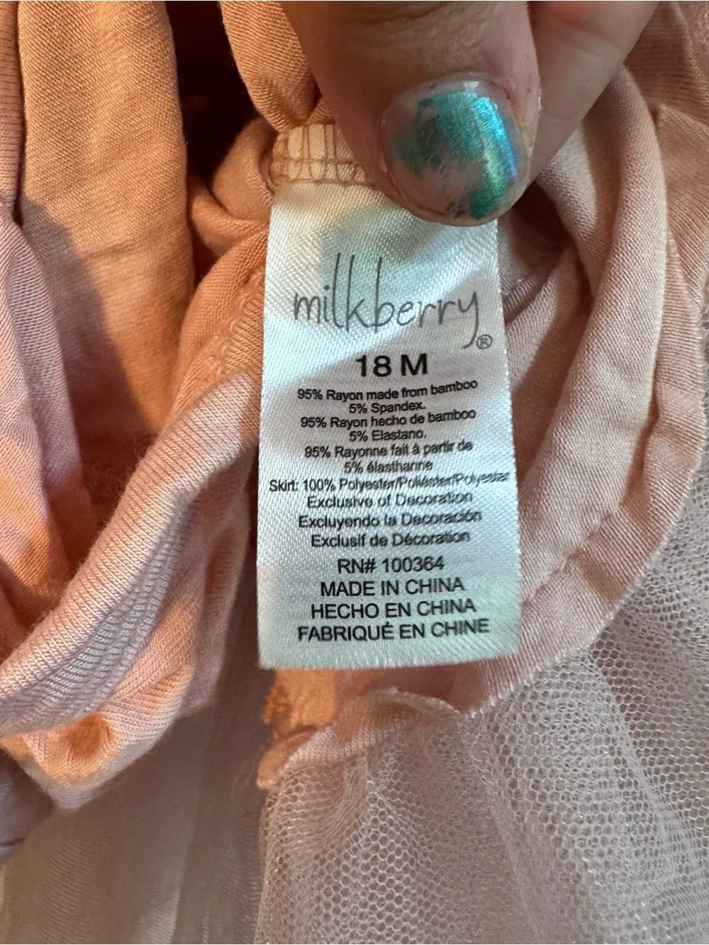 Bamboo Dress Blush Pink Tulle Tiered Long-Sleeve 18 month